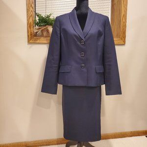 Evan Picone 3 Button Navy Skirt Suit